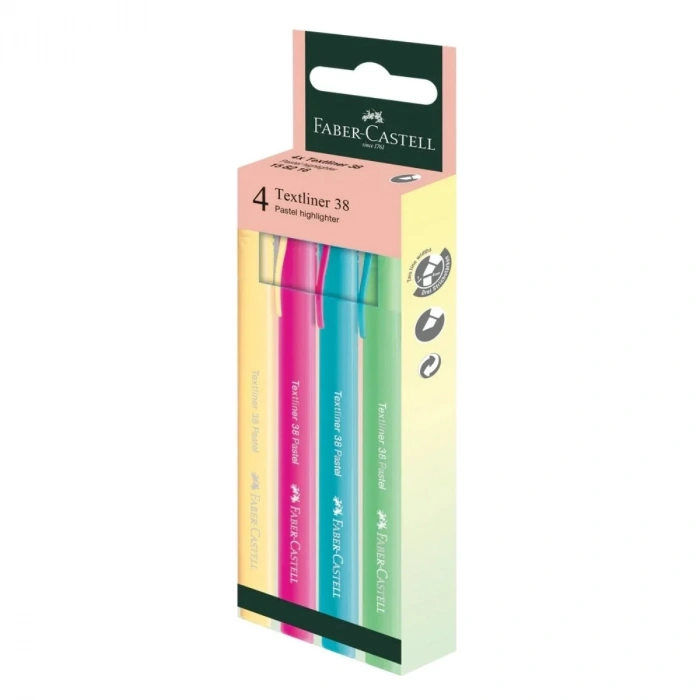 Faber Castell Textliner Fosforlu Kalem 38 Pastel 4lü Set