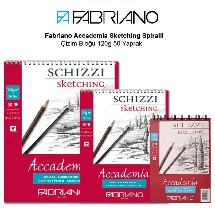 Fabriano Accademia Sketching Spiralli Çizim Bloğu 120g 50 Yaprak