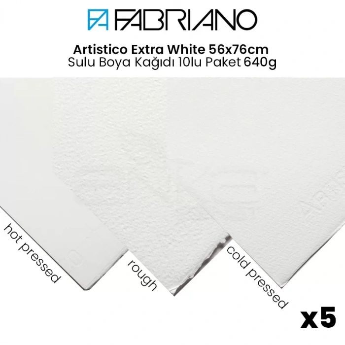 Fabriano Artistico Extra White 56x76cm Sulu Boya Kağıdı 5li Paket 640g