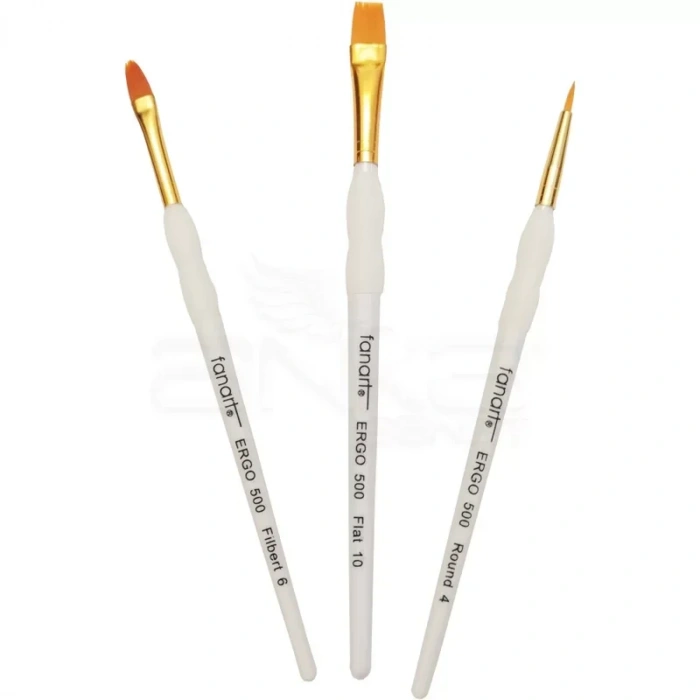 Fanart Ergonomik Altın Taklon Fırça Seti 500 Seri 3lü Set 1