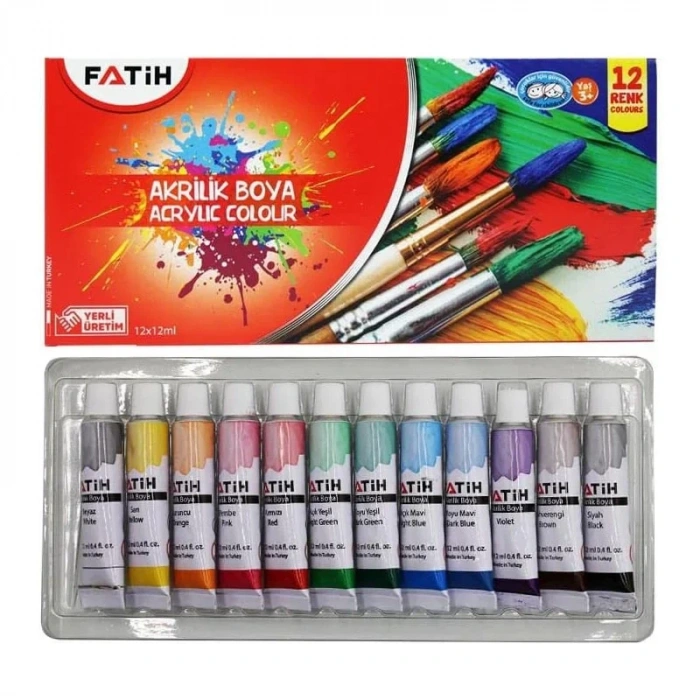 FATİH 12 RENK AKRİLİK BOYA 12 gr 50501