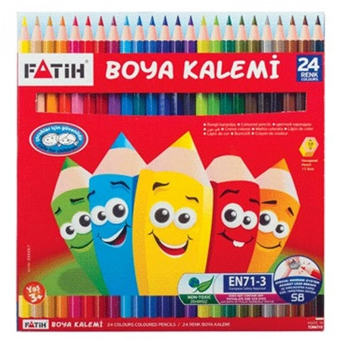 Fatih Kuru Boya Kalemi 24 Renk Tam Boy