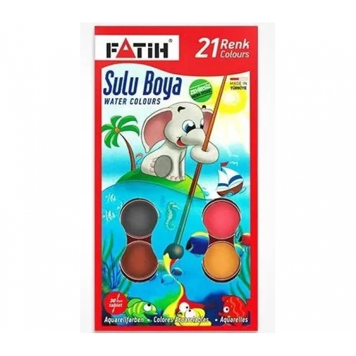 Fatih Sulu Boya 21 Renk Büyük Boy (Fırça Hediyeli)