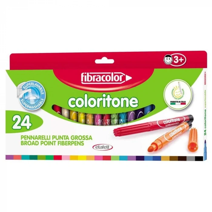 Fibracolor Coloritone Kalın Uçlu Keçeli Kalem 24 Renk