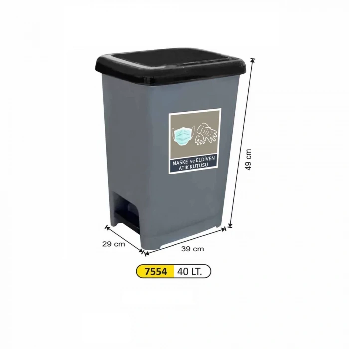 Garanti  7554 Maske Eldiven Atık Çöp Kutusu (40 Litre)