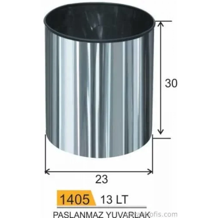 Garanti Metal 1405  Paslanmaz Metal Çöp Kovası (13 Lt)
