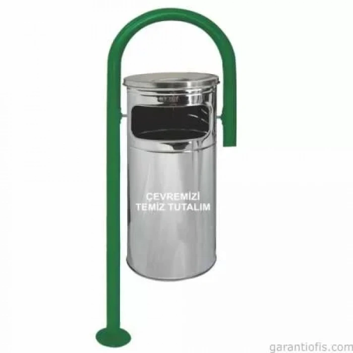 Garanti Metal 1714 Çengel Şeklinde Paslanmaz Bahçe Tipi Çöp Kovası (34 Litre)