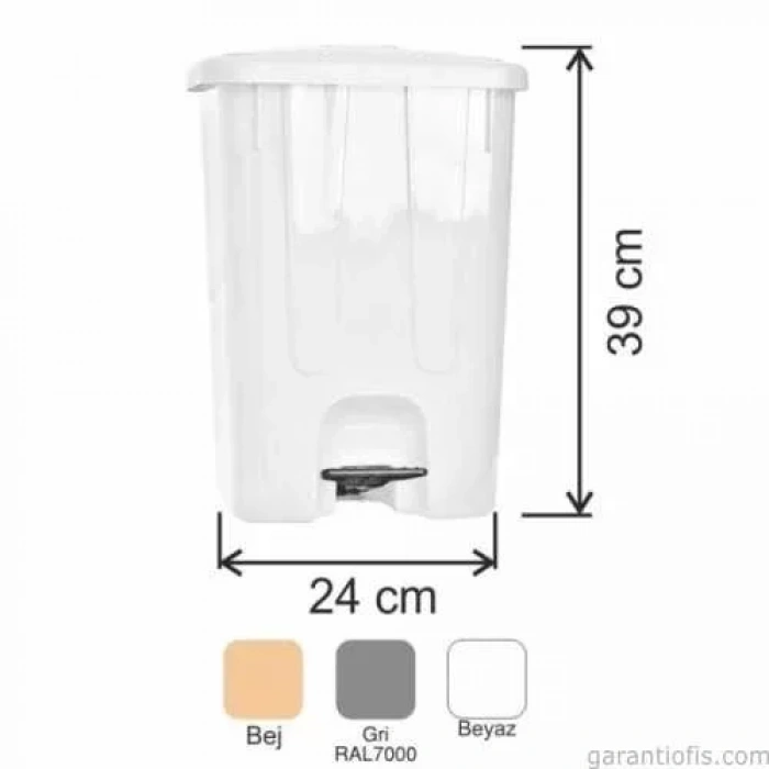 Garanti Metal 7140 Plastik İç Kovalı Köşeli Pedallı Çöp Kovası (17 Litre)