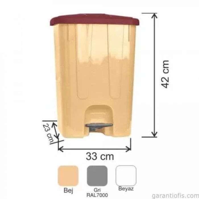 Garanti Metal 7141 Plastik İç Kovalı Köşeli Pedallı Çöp Kovası (25 Litre)