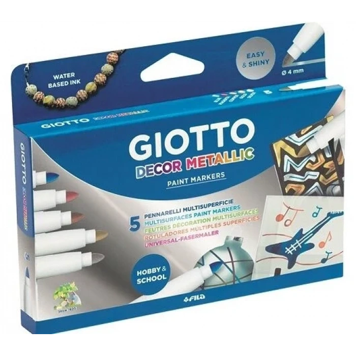 Giotto Decor Metal Her Yüzey İçin Metalik Keçeli Boya 5 Renk