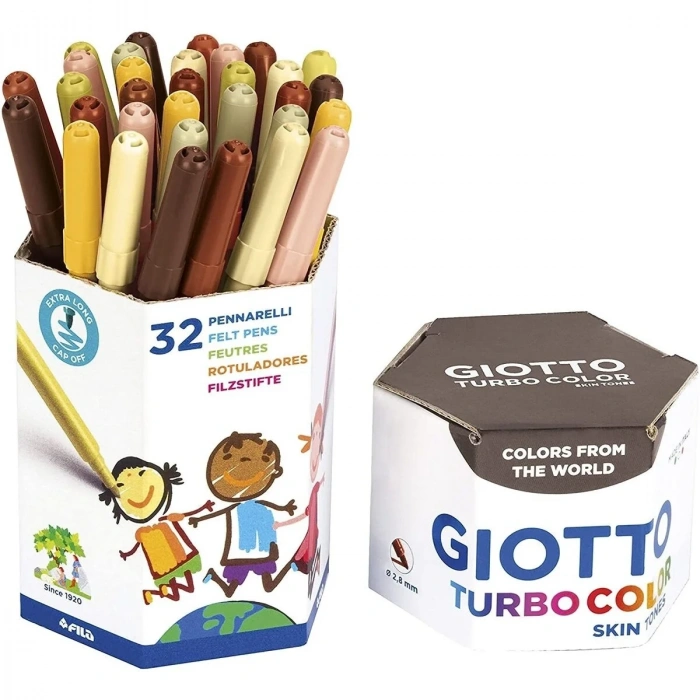 Giotto Turbo Color Skin Tones Keçeli Kalem 32li Pot Ten Renkleri