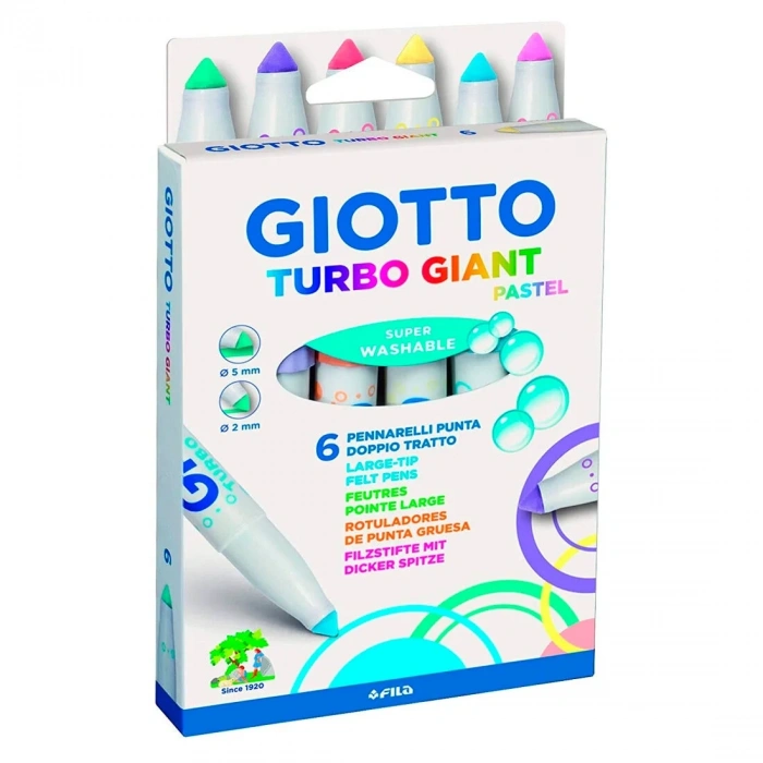 Giotto Turbo Giant Keçeli Kalem 6 Renk Pastel Renkler