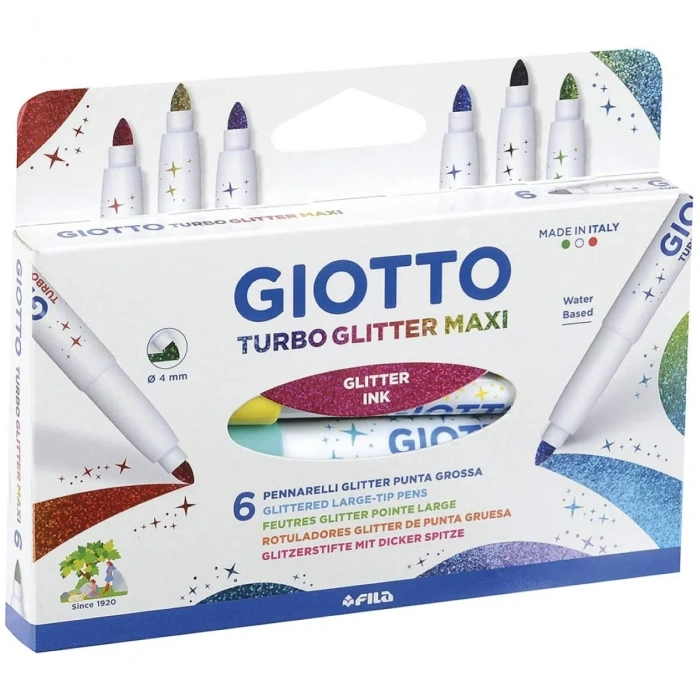 Giotto Turbo Maxi Glitter Kalın Uçlu Simli Keçeli Kalem 6 Renk
