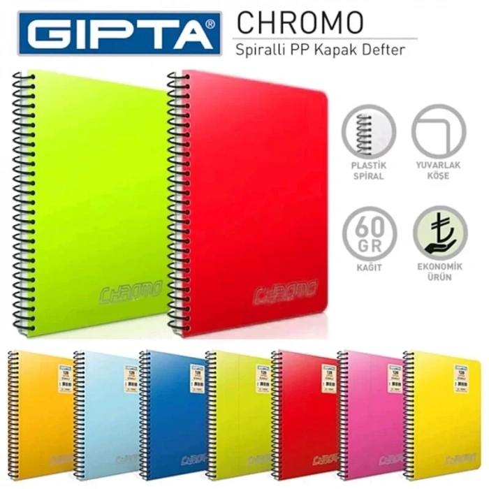 Gıpta Chromo Spiralli Defter A5 Çizgili 100 Yaprak (2311)