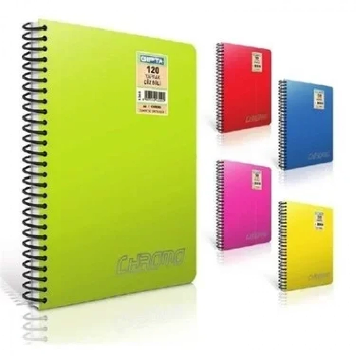 Gıpta Chromo Spiralli Plastik Kapak Defter A4 Düz 100 Yaprak (2065)