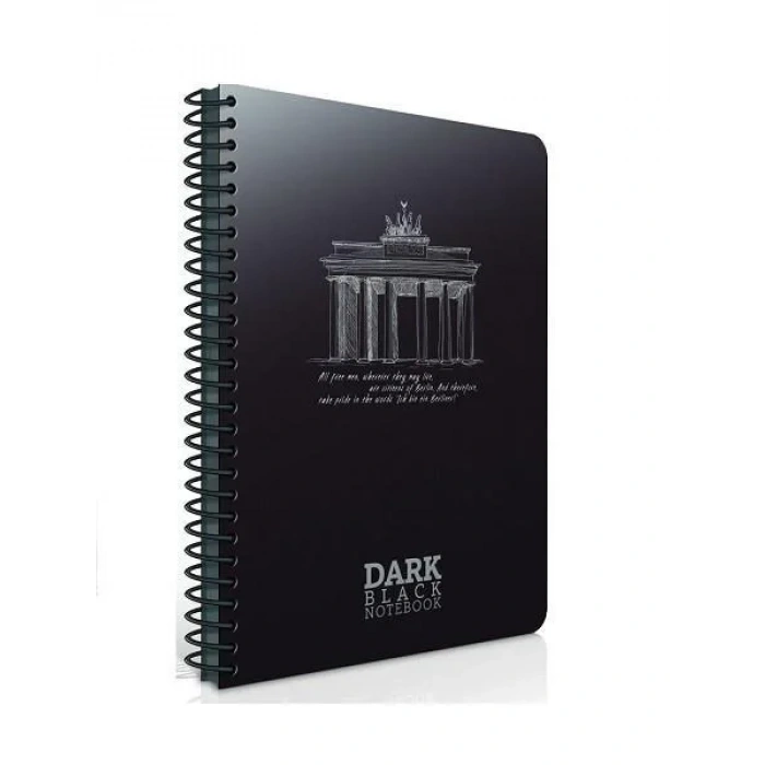 GIPTA DARK SPİRALLİ SİYAH DEFTER 12x17 DÜZ 50 YAPRAK (2674)