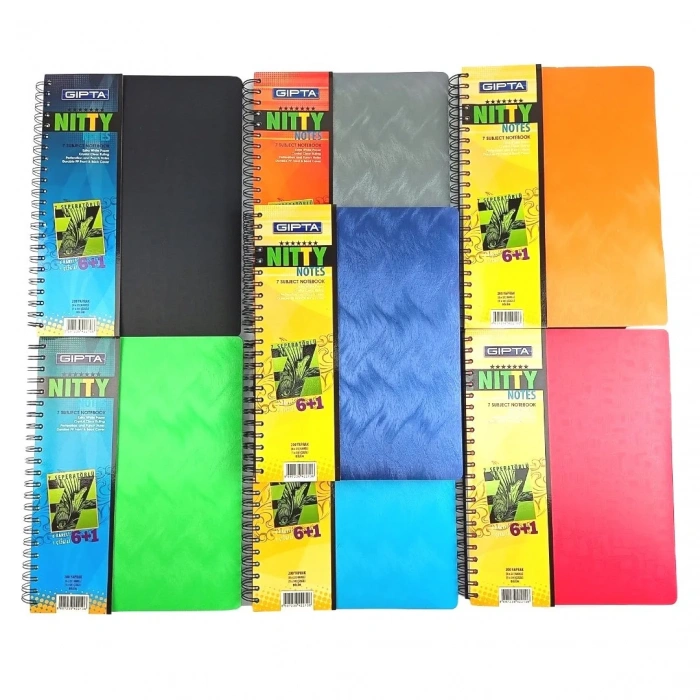 Gıpta PP Kapak Spiralli Okul Defteri Nitty 6+1 Separatörlü A4 200yp (150yp Kareli ve 50yp Çizgili)