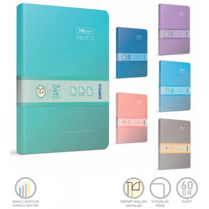 Gıpta The Book Pastels Sert Kapak Defter 20x28 Kareli 120 Yaprak (3303)