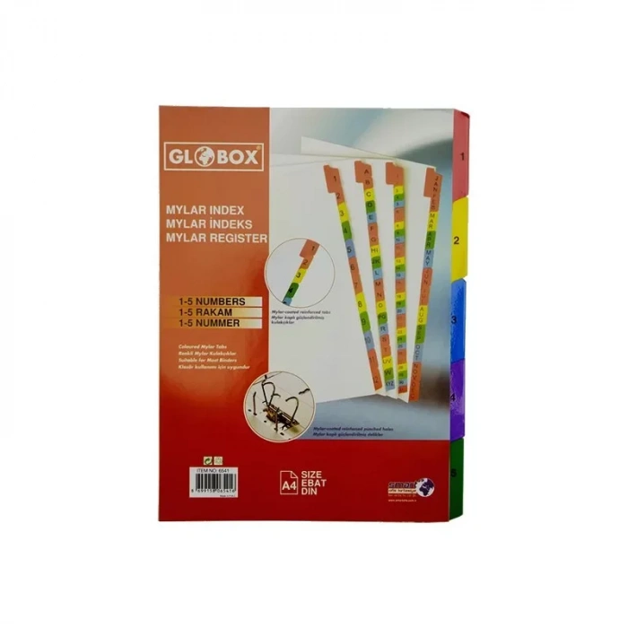 GLOBOX 6541 MYLAR KARTON AYRAÇ A4 1-5 RAKAM