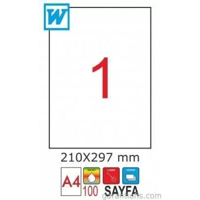 GoldMoon 2001 Laser A4 Sayfa Etiketi 210 x 297mm (100 lü Paket)