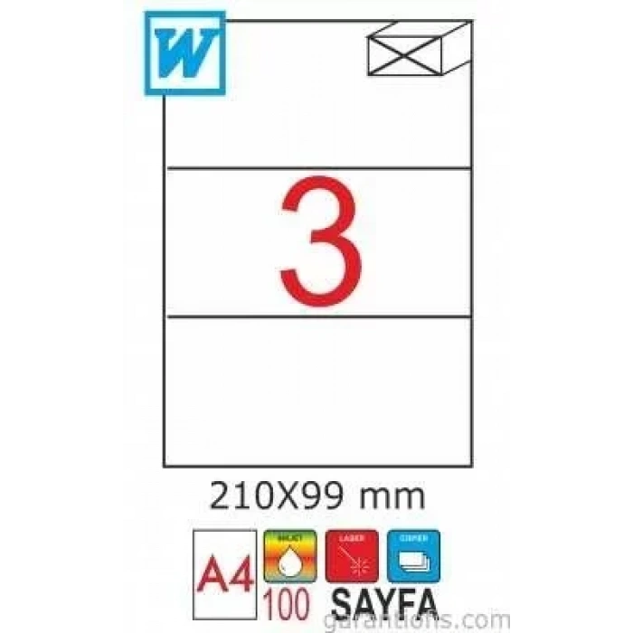 GoldMoon 2003 Laser A4 Sayfa Etiketi 210x99mm (100 lü Paket)