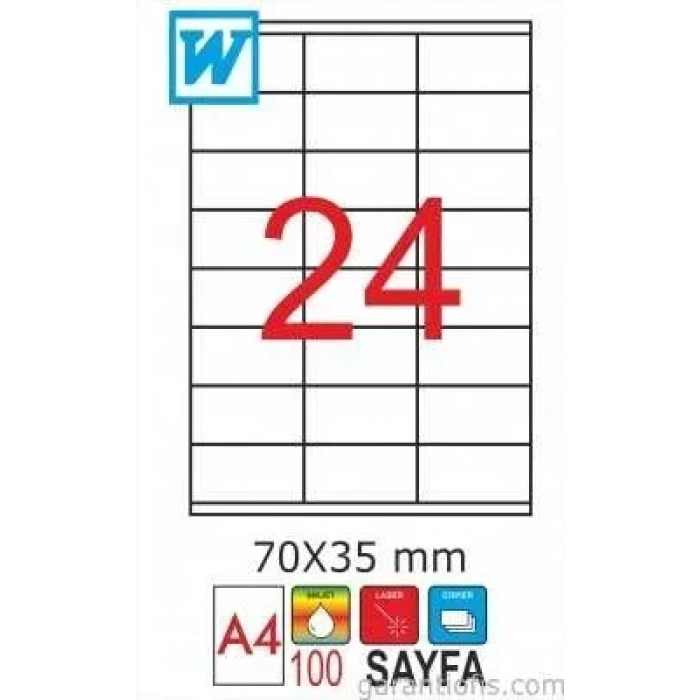 Goldmoon 2018 Laser A4 Sayfa Etiketi 70x35mm (100 Lü Paket)