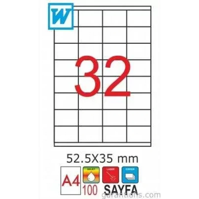 GoldMoon 2026 Laser A4 Sayfa Etiketi 52,5X35mm (100 lü Paket)