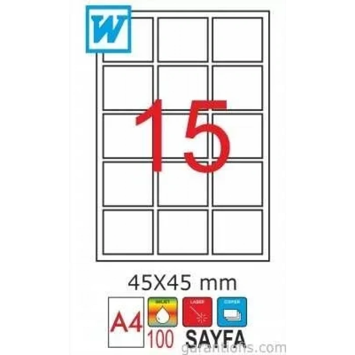 Goldmoon 2033 Laser A4 Sayfa Etiketi 45x45mm (100 Lü Paket)