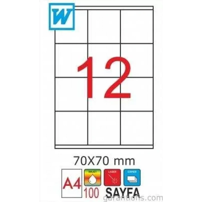 Goldmoon 2078 Laser A4 Sayfa Etiketi 70x70mm (100 Lü Paket)