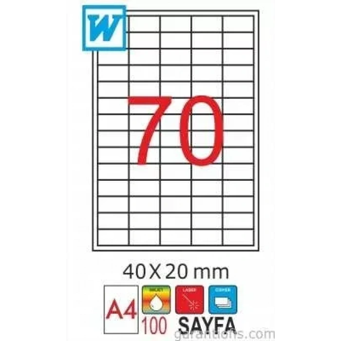 Goldmoon 2082 Laser A4 Sayfa Etiketi 40x20mm (100 Lü Paket)