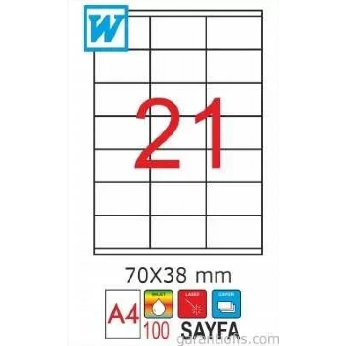 GoldMoon 2088 Laser A4 Sayfa Etiketi 70x38mm (100 lü Paket)