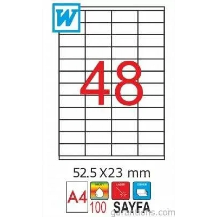 GoldMoon 2098 Laser A4 Sayfa Etiketi 52,5X23mm (100 lü Paket)