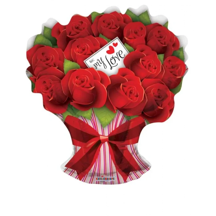 Gül Buketi Jumbo Folyo Balon 70 Cm