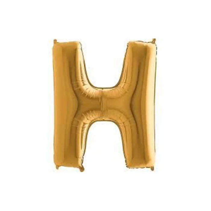 H Harfi Altın Renk Folyo Balon 100 cm