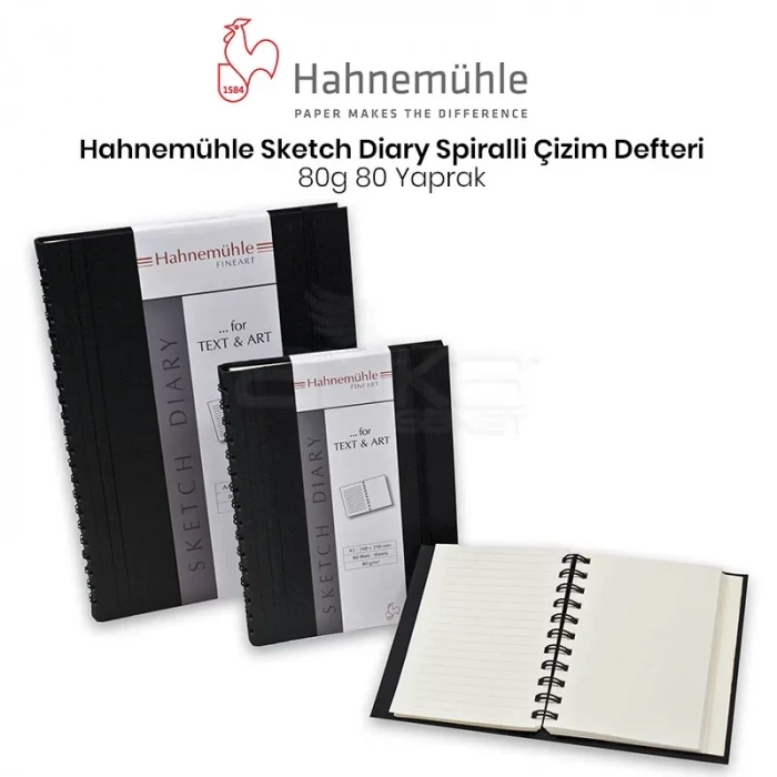 Hahnemühle Sketch Diary Spiralli Çizim Defteri 80g 80 Yaprak