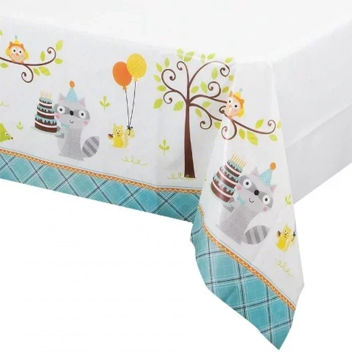 Happy Woodland Mavi Masa Örtüsü