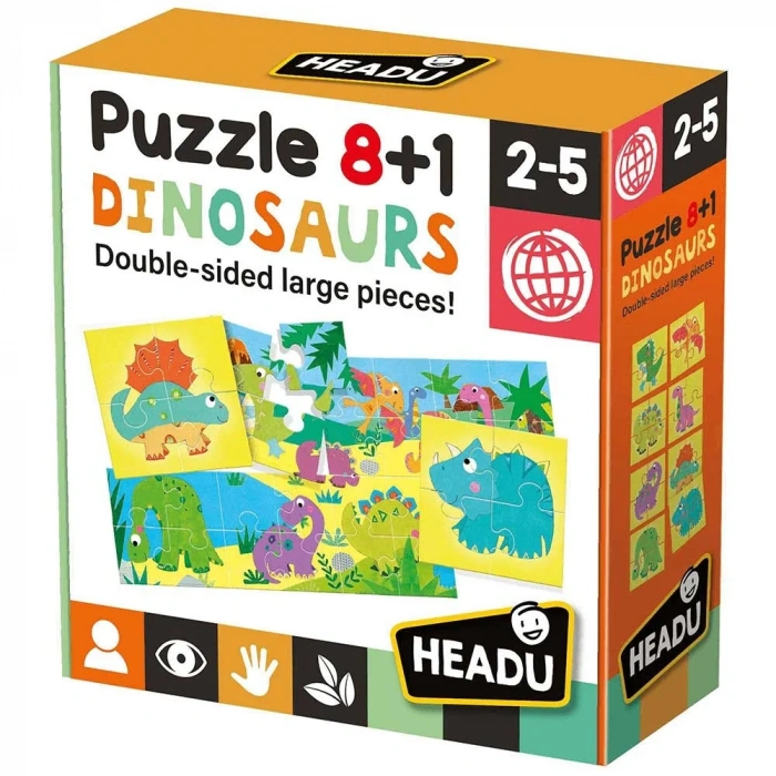 Headu Puzzle 8+1 Dinosaurs (2-5 Yaş)  IT-22243