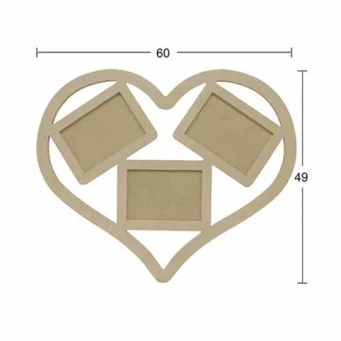 Hobi-art Çer 156 Dekoratif Kalpli Tasarımlı Ahşap Resim Çerçevesi
