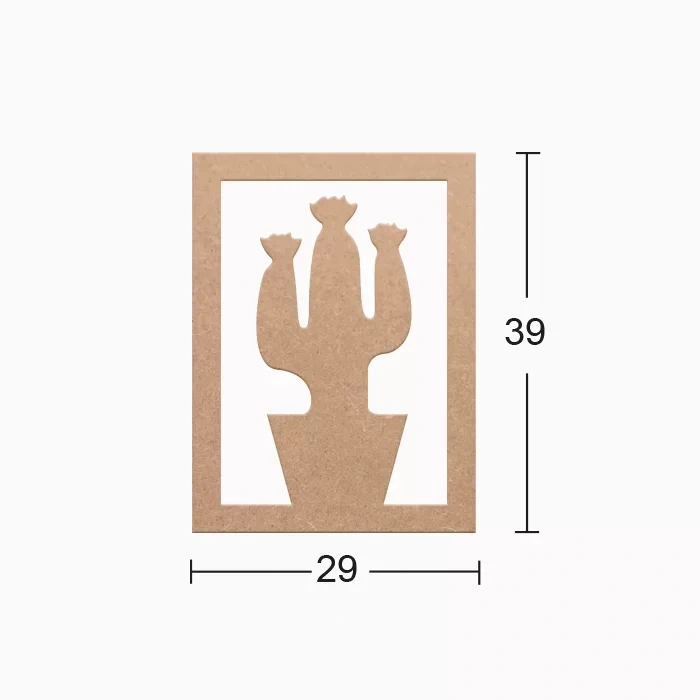 Hobi-Art DS 32 Boyanabilir  Kaktüs Ağacı Desenli Ahşap Duvar Süsü