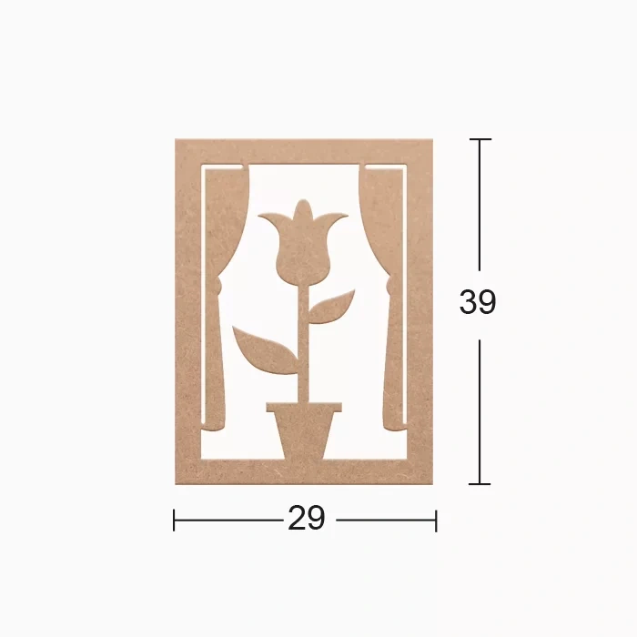 Hobi-art Ds 49 Boyanabilir Ahşap Pencerede Çiçek Desenli Duvar Süsü