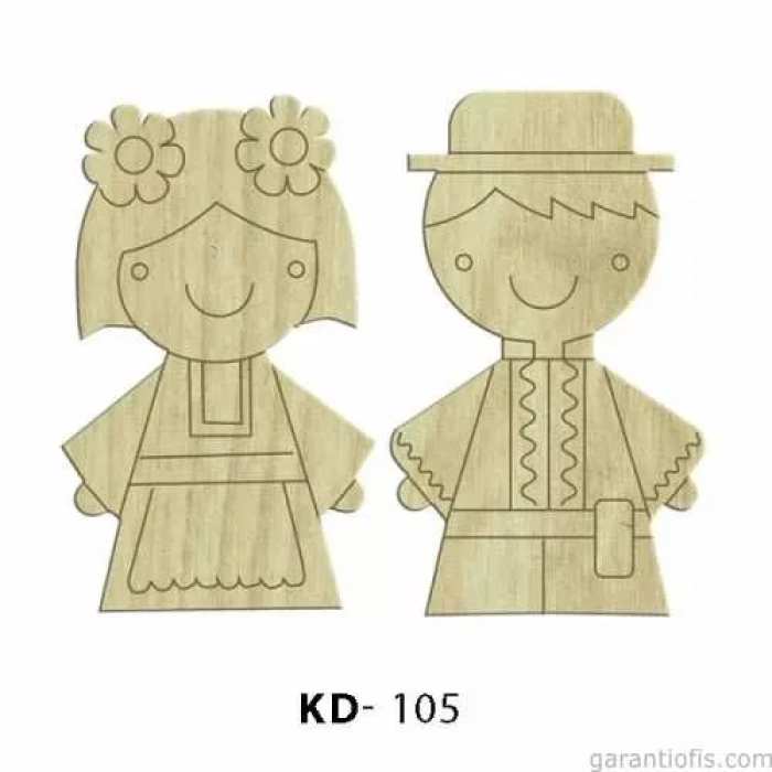 Hobi-Art KD 105 - Erkek ve Kadın Çifti Dekoratif Mini Figür Ahşap Süs Objeler