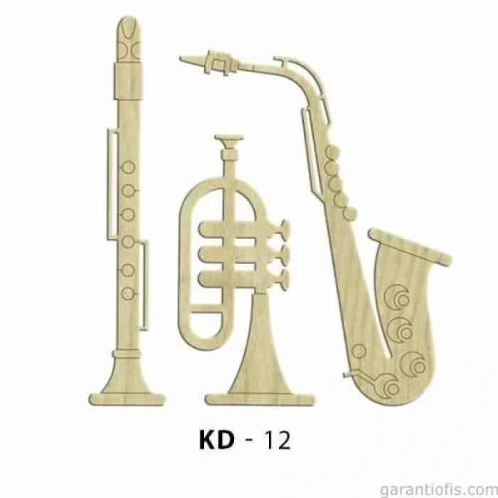Hobi-Art KD 12 - Klarnet Saksafon Seti Dekoratif Mini Ahşap Obje