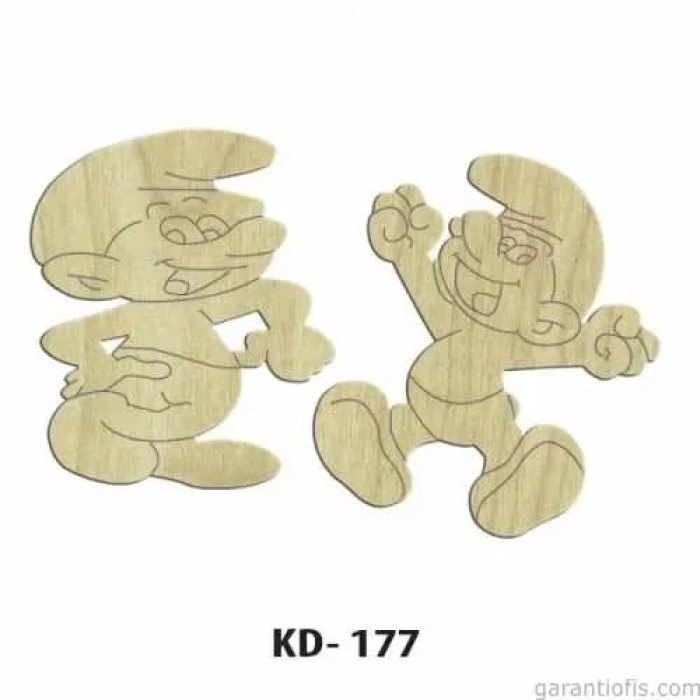 Hobi-art Kd 177 - Şirinler Çizgi Film Karakterleri Mini Ahşap Obje