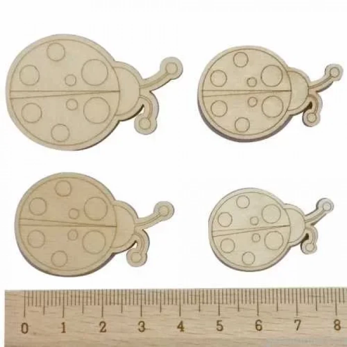 Hobi-art Kd 26 - Uğur Böcekleri Dekoratif Mini Ahşap Obje