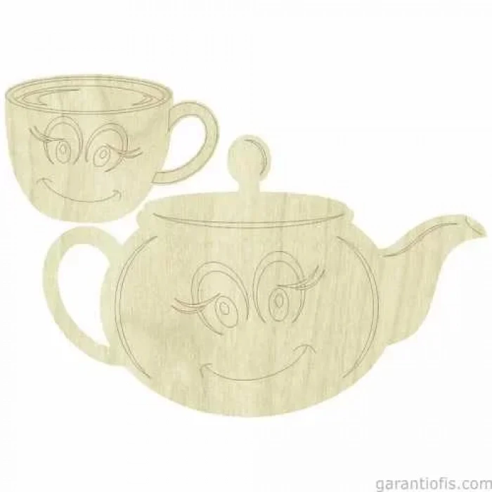 Hobi-art Kd 291 Çaydanlık Ve Fincan Figürlü Mini Ahşap Obje