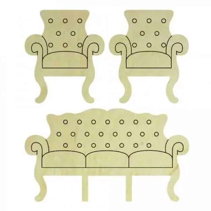 Hobi-Art KD 302 Koltuk Takımı Figürlü Mini Ahşap Obje