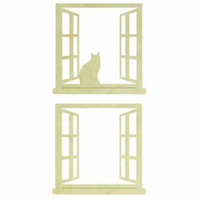 Hobi-art Kd 330 Pencere Ve Kedi Figürlü Mini Ahşap Obje
