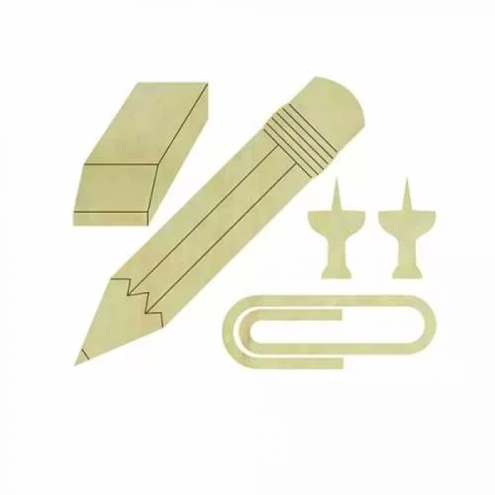 Hobi-art Kd 334 Kalem Silgi Ataş Raptiye Figürlü Mini Ahşap Obje