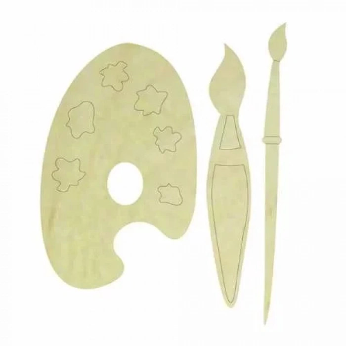 Hobi-Art KD 344 Palet ve Fırça Figürlü Mini Ahşap Obje