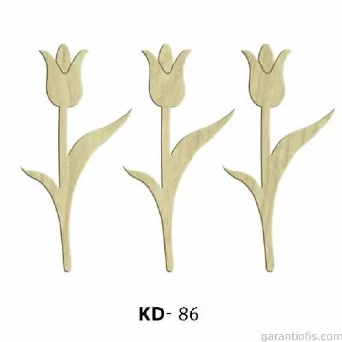 Hobi-Art KD 86 - Lale Şeklinde Dekoratif Mini Ahşap Süs Obje